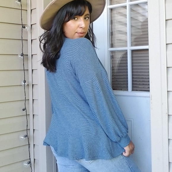 KEEPIN IT REAL TEAL BLUE TUNIC TOP - Picture 8 of 14